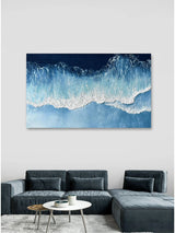 Large Blue Ocean Painting On Canvas Abstract Ocean Acrylic Painting For Living Room