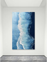 Large Blue Ocean Painting On Canvas Abstract Ocean Acrylic Painting For Living Room