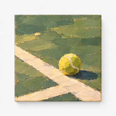 Tennis Ball On Clay Court Impressionist Canvas Painting Hand-Painted Wall Art Green Yellow