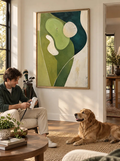Abstract Golf Course Canvas Painting Geometric Green Sport Art