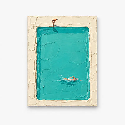 Hand-Painted Swimming Pool Art With Impasto Texture Canvas Painting