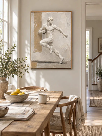 Sculptural Football Player Art Hand-Painted Canvas For Sports Lovers