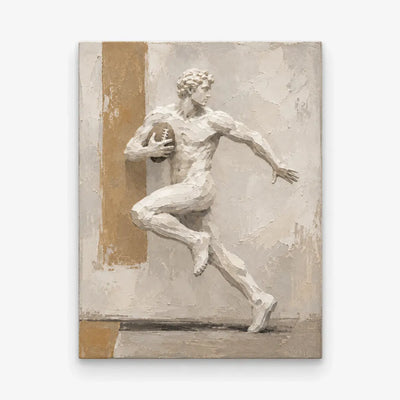 Sculptural Football Player Art Hand-Painted Canvas For Sports Lovers