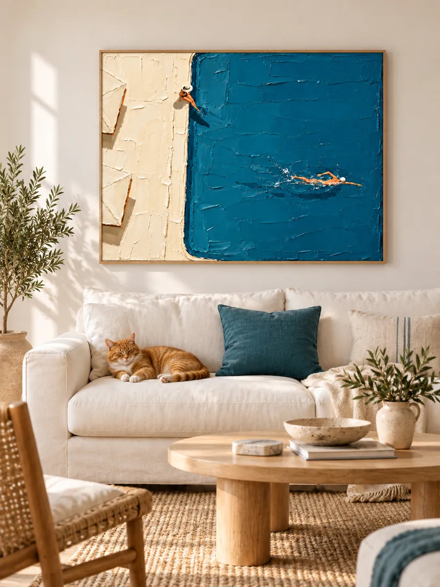 Textured Impasto Sports Art Original Canvas Painting Summer Vacation Vibe