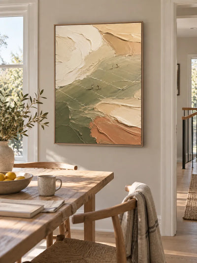 Abstract Football Field Impasto Painting With Textured Earth Tones