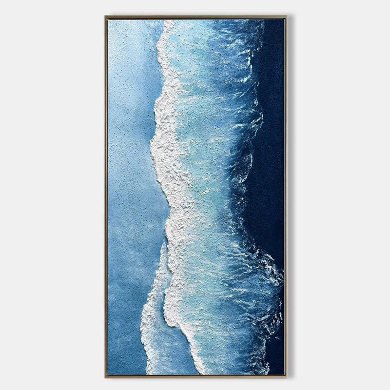 Large Blue Ocean Painting On Canvas Abstract Ocean Acrylic Painting For Living Room