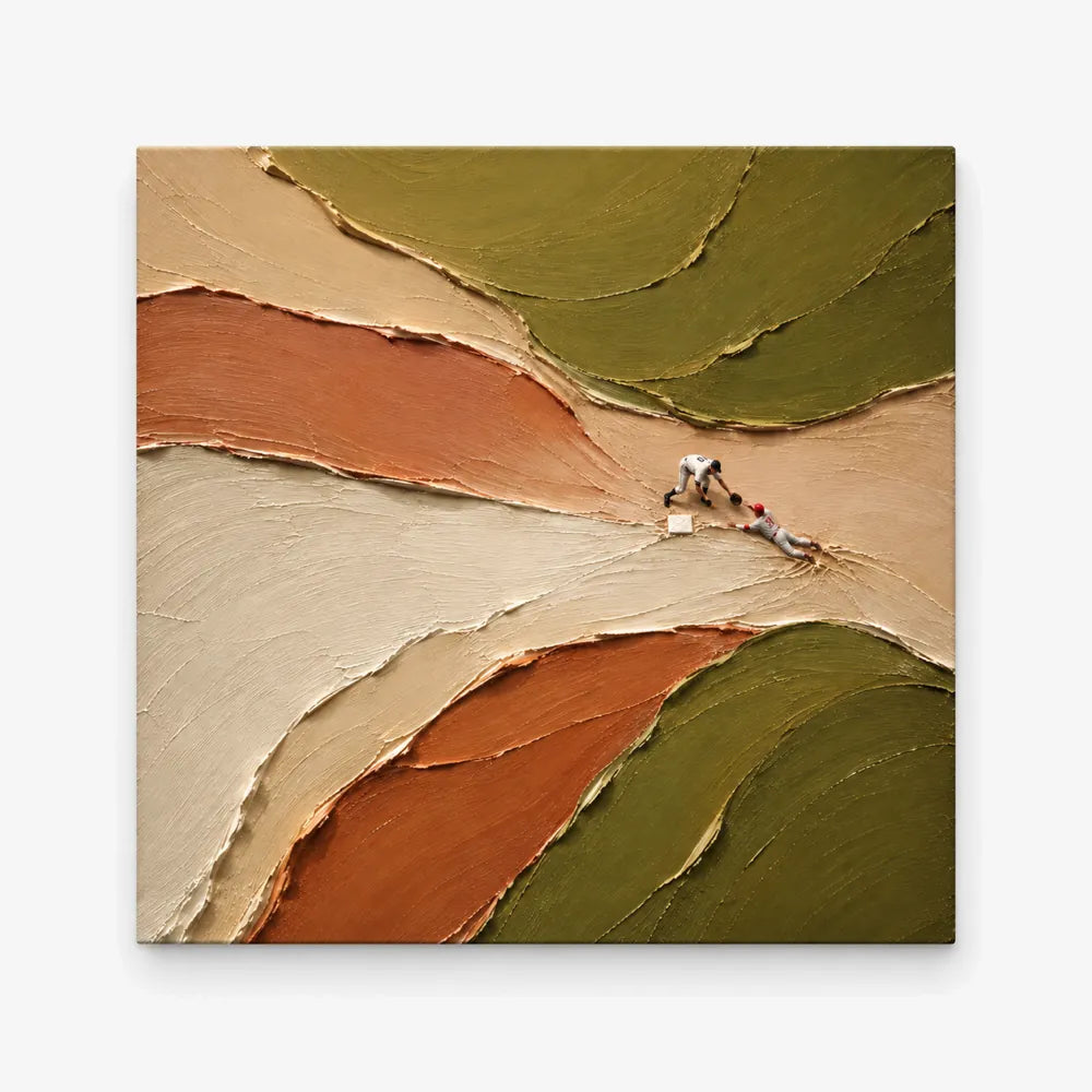 Abstract Baseball Impasto Painting With Thick Textured Canvas Art