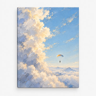 Hand-Painted Parachute Canvas Art Impressionist Sky Painting