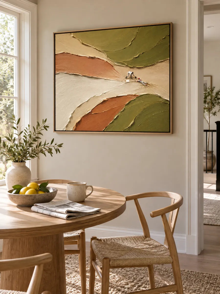 Abstract Baseball Impasto Painting With Thick Textured Canvas Art
