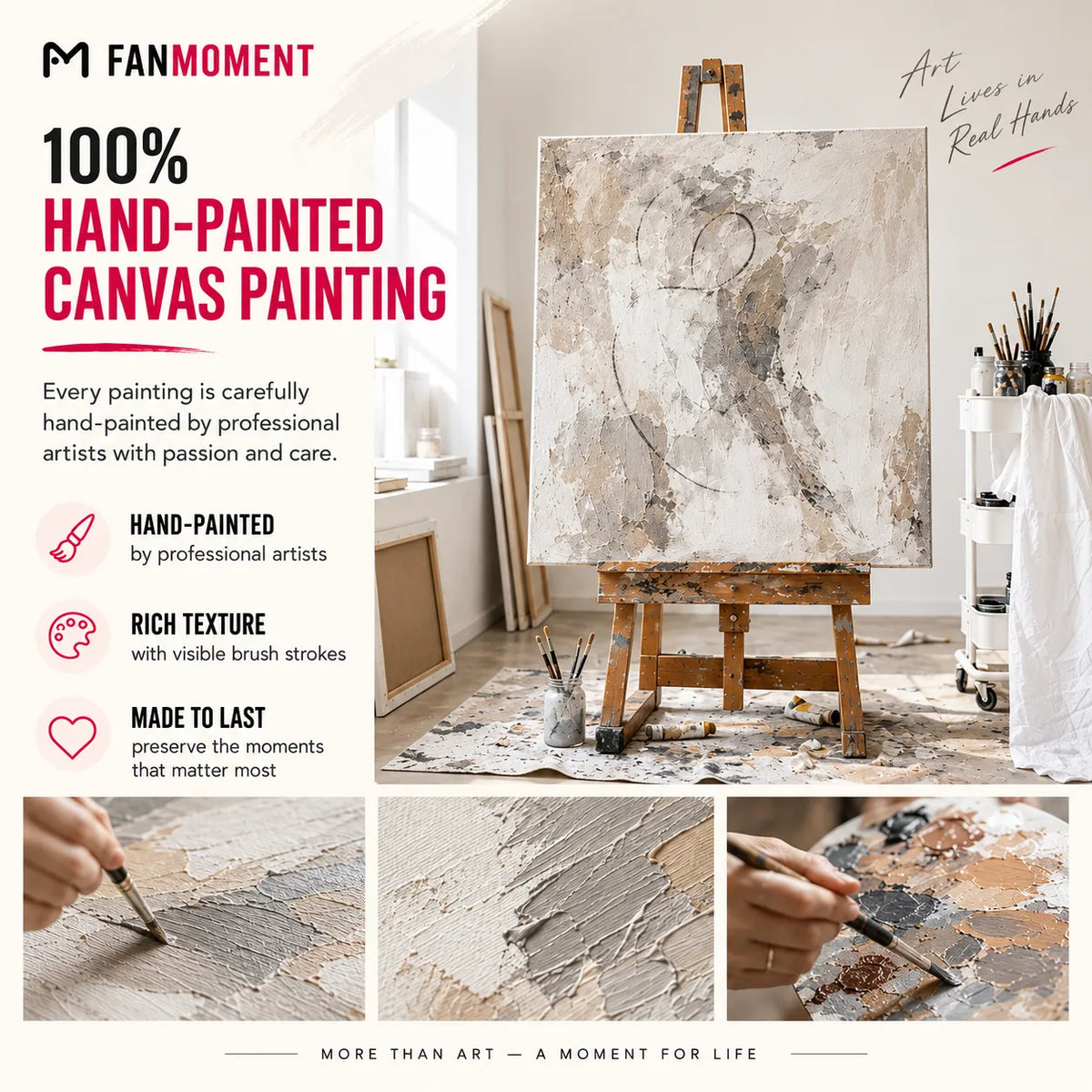 Abstract Basketball Court Painting With Tiny Players In Earth Tones