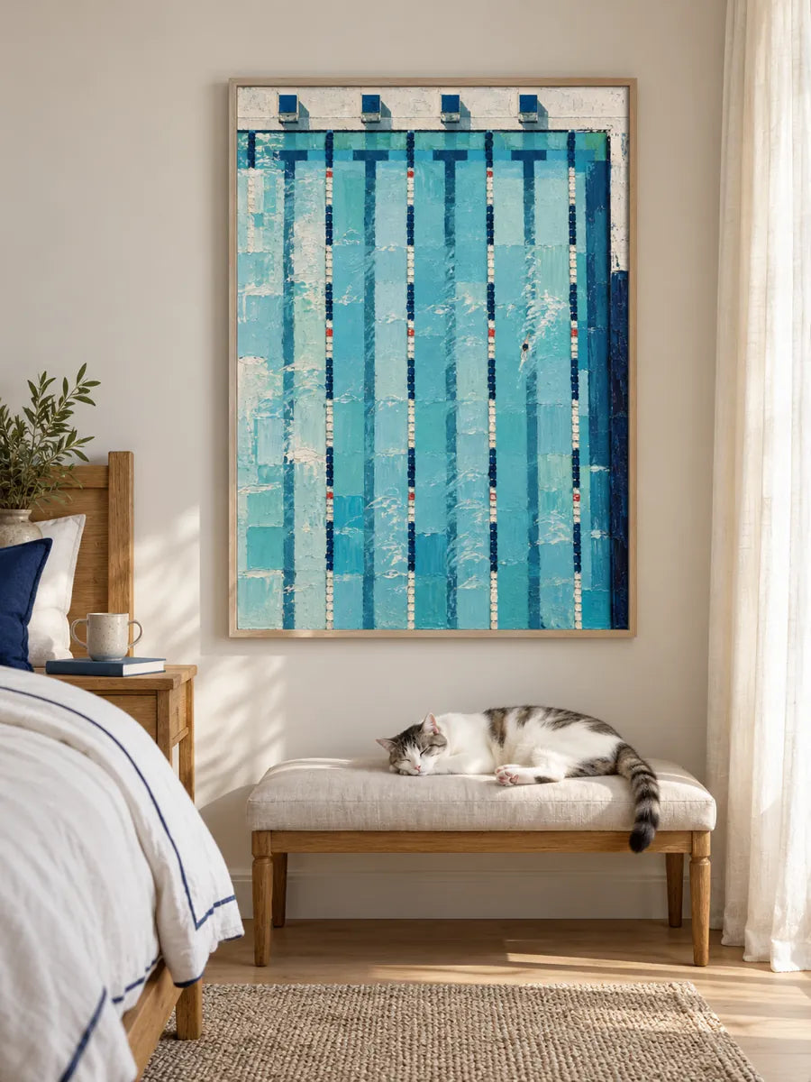 Modern Blue Geometric Wall Art For Living Room And Gym Decor