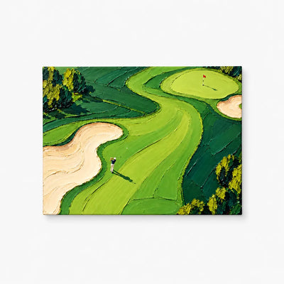 Hand-Painted Golf Course Canvas Art With Impasto Texture For Sports Lovers
