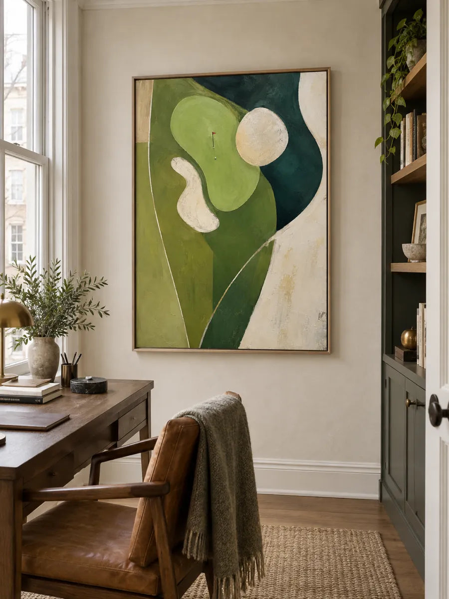 Abstract Golf Course Canvas Painting Geometric Green Sport Art