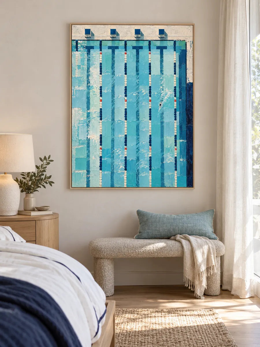 Modern Blue Geometric Wall Art For Living Room And Gym Decor