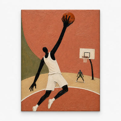 Giant Limb Basketball Player Canvas Painting Hand-Painted Orange Wall Art