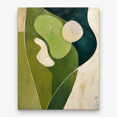 Abstract Golf Course Canvas Painting Geometric Green Sport Art