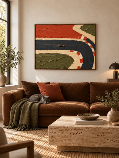 Hand-Painted F1 Racing Car Canvas Art With Impasto Texture