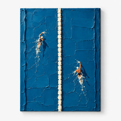 Swimming Pool Art Impasto Canvas Painting Blue And White Hand-Painted Wall Art