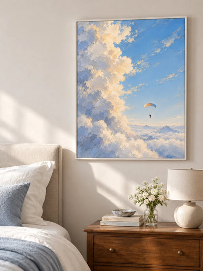 Hand-Painted Parachute Canvas Art Impressionist Sky Painting