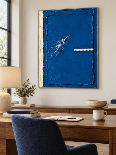 Swimming Pool Art Impasto Canvas Painting Blue Water Sports Wall Decor