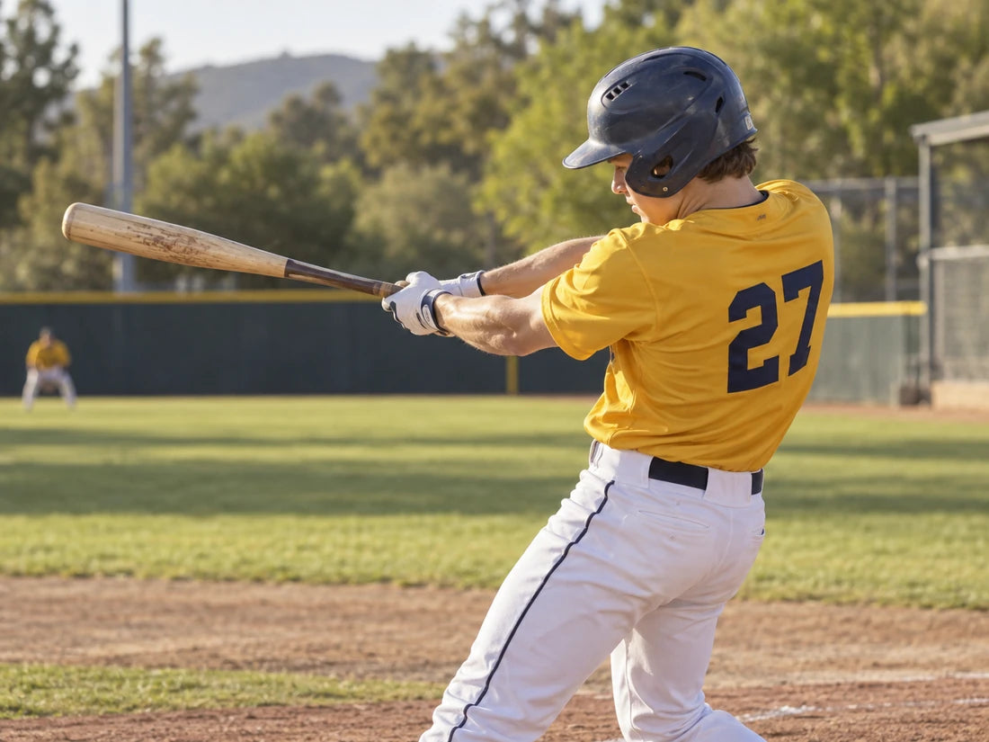 Original photo of a young baseball batter wearing a yellow number 27 jersey