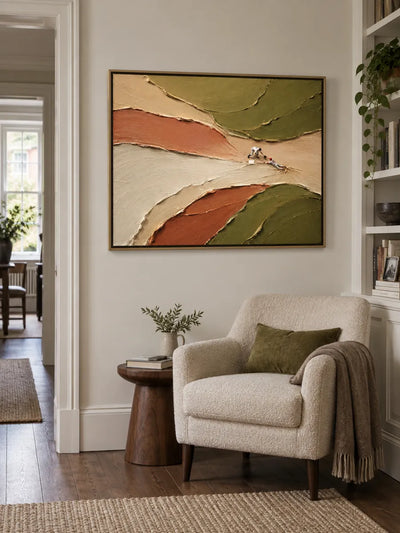 Abstract Baseball Impasto Painting With Thick Textured Canvas Art